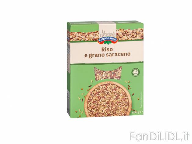 Mix di cereali precotti , prezzo 1.35 &#8364;  
Riso e grano saraceno