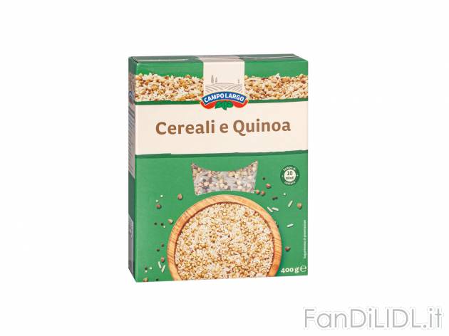 Mix di cereali precotti , prezzo 1.35 &#8364;  
Cereali e quinoa