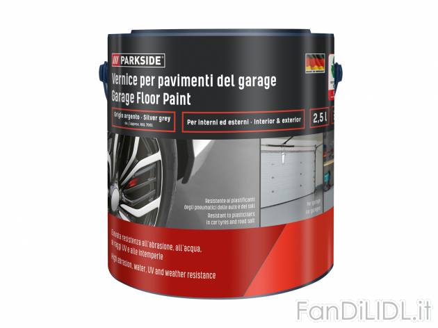Vernice per pavimenti del garage Parkside, prezzo 19.99 € 
2,5 L 
- Per interni ...