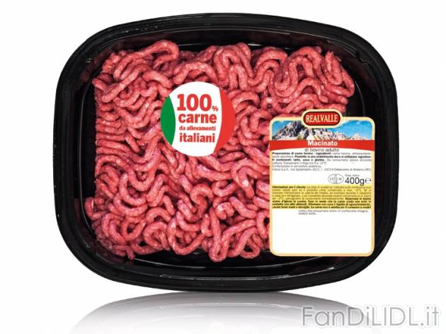 Macinato di bovino adulto , prezzo 2,49 &#8364; per 400 g, € 6,23/kg EUR. ...