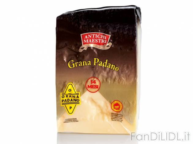 Grana Padano DOP , prezzo 7,89 &#8364; per Al kg 
- Stagionatura 14 mesi 
- ...