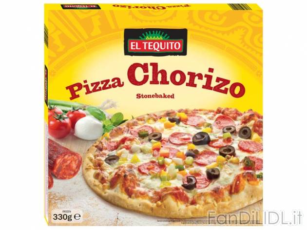 Pizza con salsiccia piccante Chorizo , prezzo 1,79 &#8364; per 330 g, € 5,42/kg ...