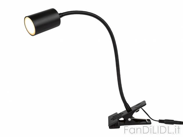 Lampada LED con morsetto o da tavolo Livarno, prezzo 8.99 € 
- Con braccio flessibile ...