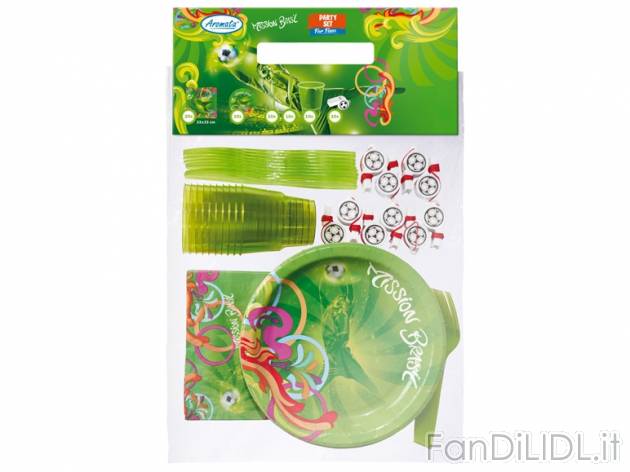 Set per football party , prezzo 4,99 &#8364; per 70 pezzi confezione