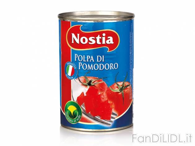 Polpa di pomodori spezzettati , prezzo 0,39 &#8364; per 400 g, € 0,98/kg EUR. ...