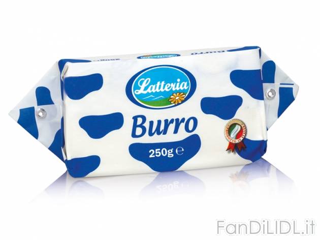 Burro pastorizzato , prezzo 1,19 &#8364; per 250 g, € 4,76/kg EUR. 
- Provatelo ...