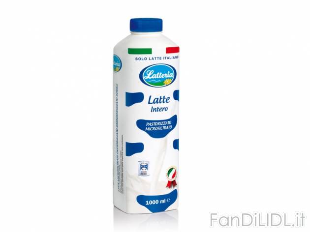 Latte intero , prezzo 0,95 &#8364; 1 l 
- 100% italiano e microfiltrato 
- ...