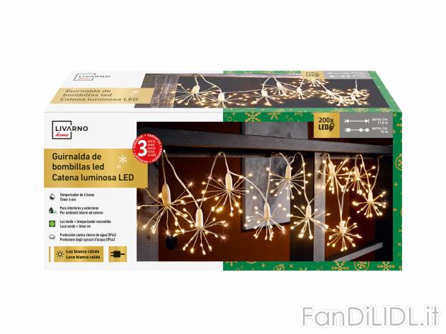 Luci natalizie 200 LED Livarno, prezzo 11.99 &#8364; 
- Per ambienti interni ...