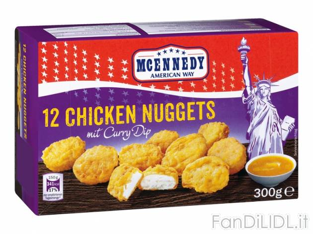 Nuggets di pollo precotti con salsa McEnnedy, prezzo 2,99 &#8364; per 300 g, ...
