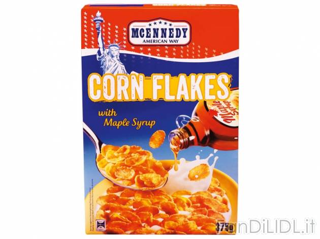 Cornflakes con sciroppo d&#039;acero McEnnedy, prezzo 1,99 &#8364; per 375 ...