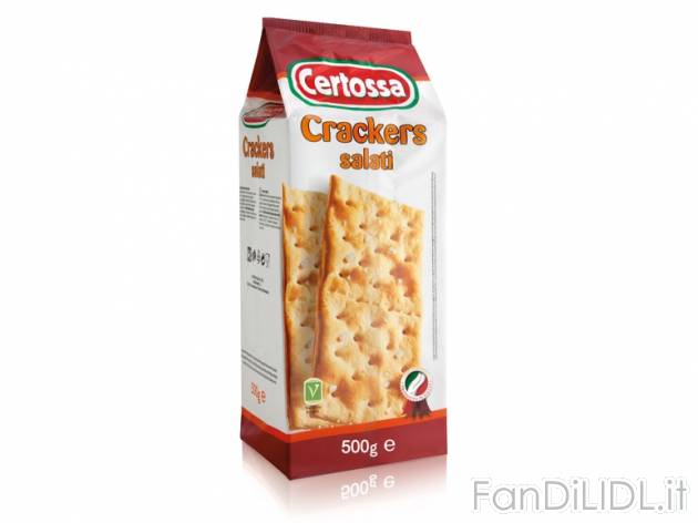 Crackers salati , prezzo 0,69 &#8364; per 500 g, € 1,38/kg EUR. 
- Buoni ...