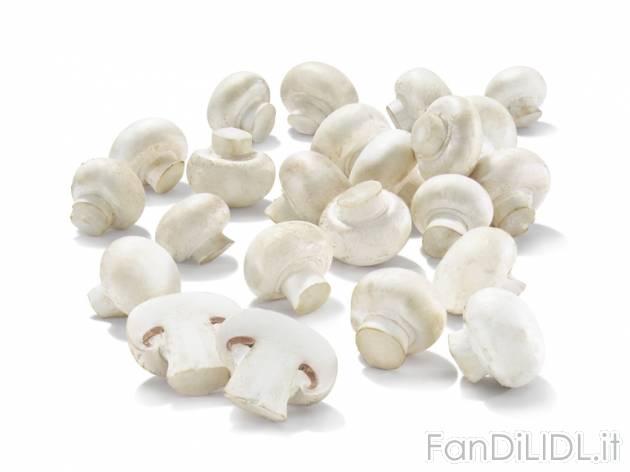 Champignon , prezzo 0,99 &#8364; per 500 g, € 1,98/kg EUR.  
-      Al vassoio