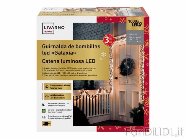 Catena luminosa 1000 LED Livarno, prezzo 34.99 &#8364; 
- Per ambienti interni ...