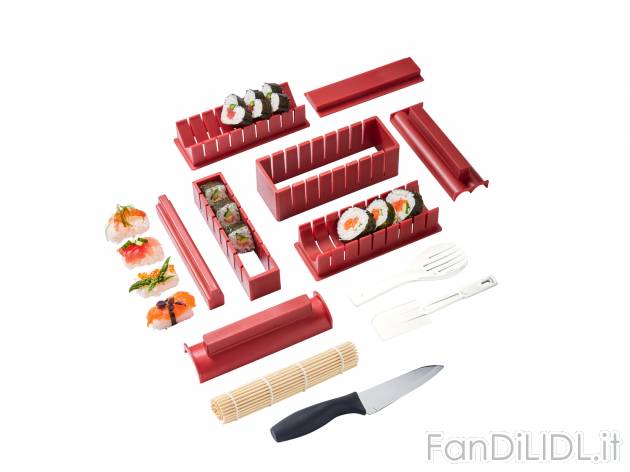 Kit preparazione sushi Ernesto, prezzo 11.99 &#8364; 
13 pezzi 
- Per preparare ...