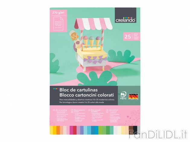 Blocco carta o cartoncini colorati Crelando, prezzo 2.49 &#8364; 
24 x 35 cm ...