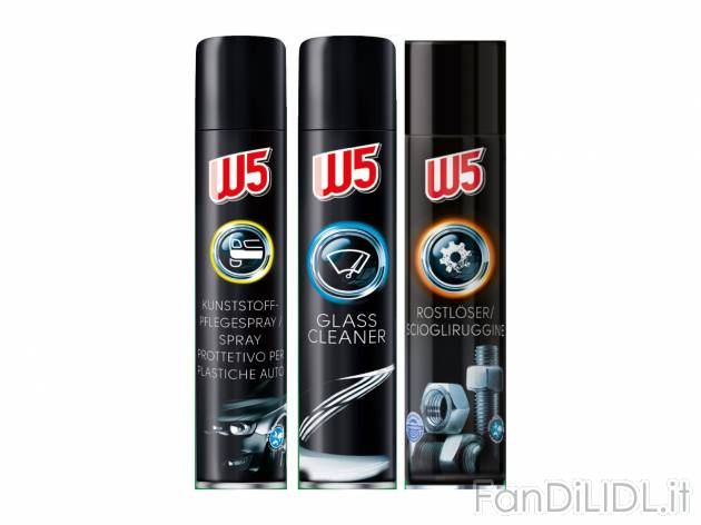 Spray protettivo per plastiche auto, o detergente vetri o sciogliruggine , prezzo 1.49 €