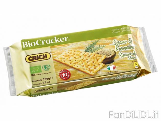 Crackers biologici , prezzo 0,99 &#8364; per 250 g, € 3,96/kg EUR. 
- Al sesamo ...