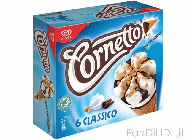 Cornetto Classico , prezzo 1,99 &#8364; per 450 g, € 4,42/kg EUR. 
- Gelato ...