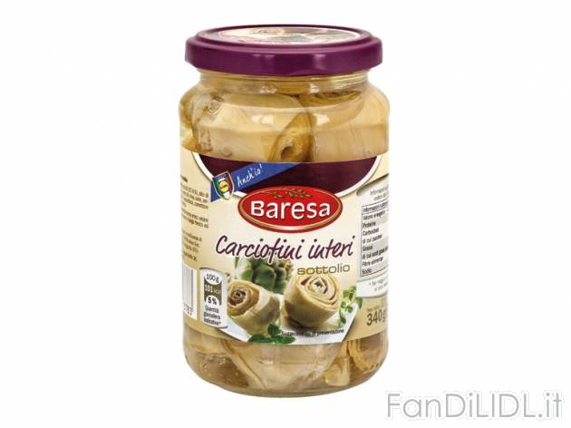 Carciofini interi in olio di semi di girasole Baresa, prezzo 1,19 &#8364; per ...