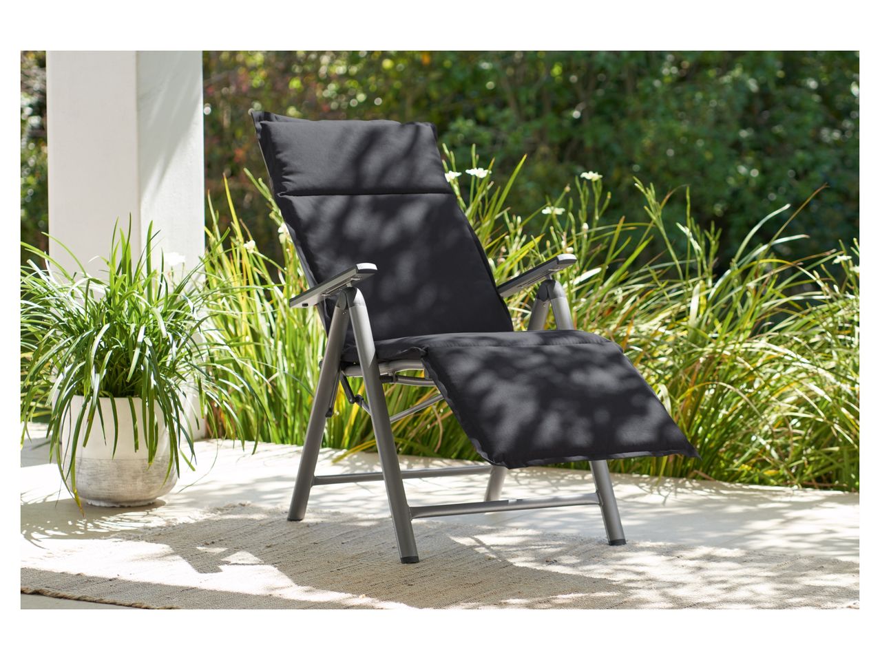 Cuscino Per Sedia A Sdraio 167x53x10 Cm – Imbottito Impermeabile Con Lacci Fissaggio Per Esterno E Interno