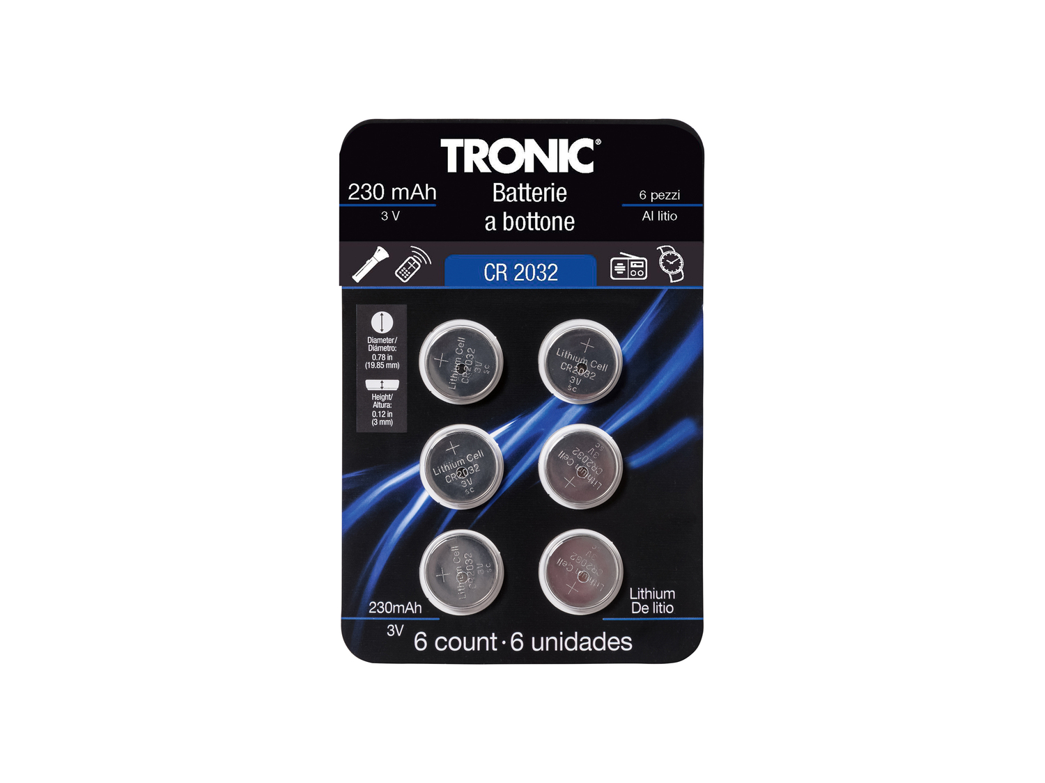 Batterie a bottone Tronic, prezzo 1.49 € 
6 pezzi 
- Alcaline o al litio
- ...