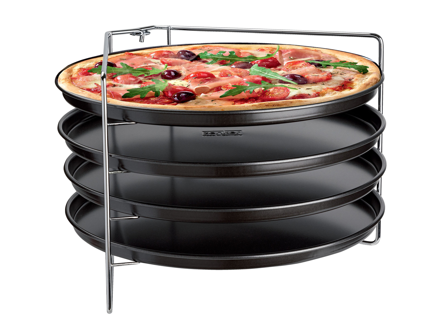 Set teglie per pizza con supporto Zenker, prezzo 9.99 &#8364; 
5 pezzi 
- Rivestimento ...