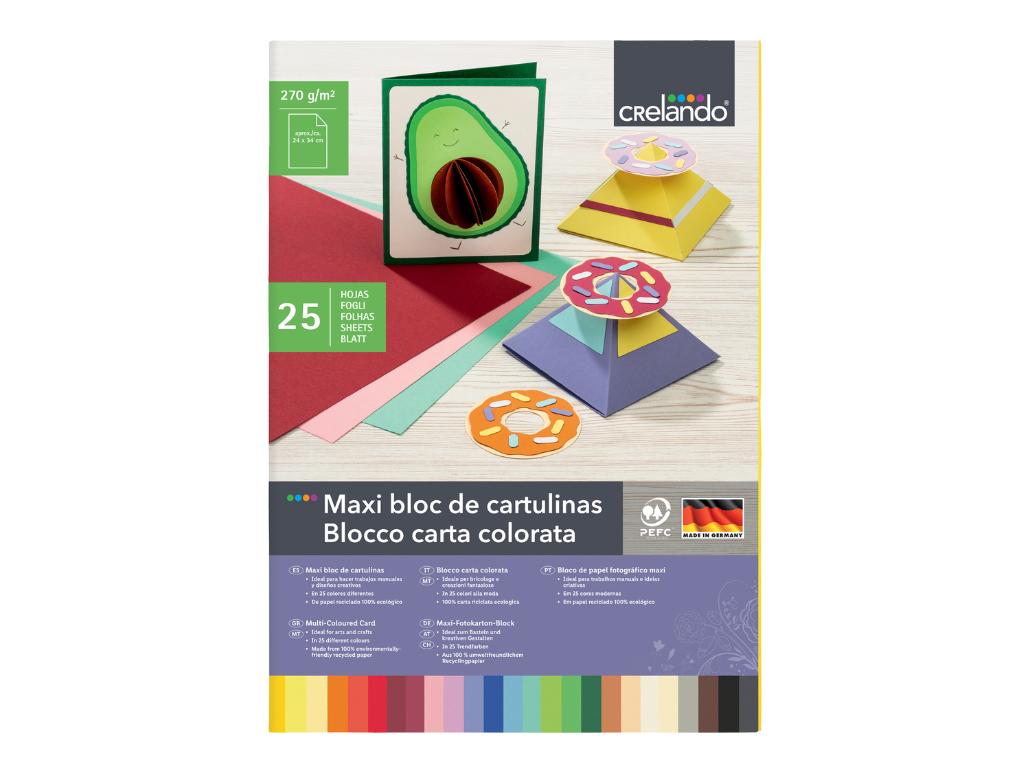 Blocco carta/cartoncini colorati Crelando, prezzo 2.49 &#8364; 
- 25 o 50 fogli
Caratteristiche
 ...