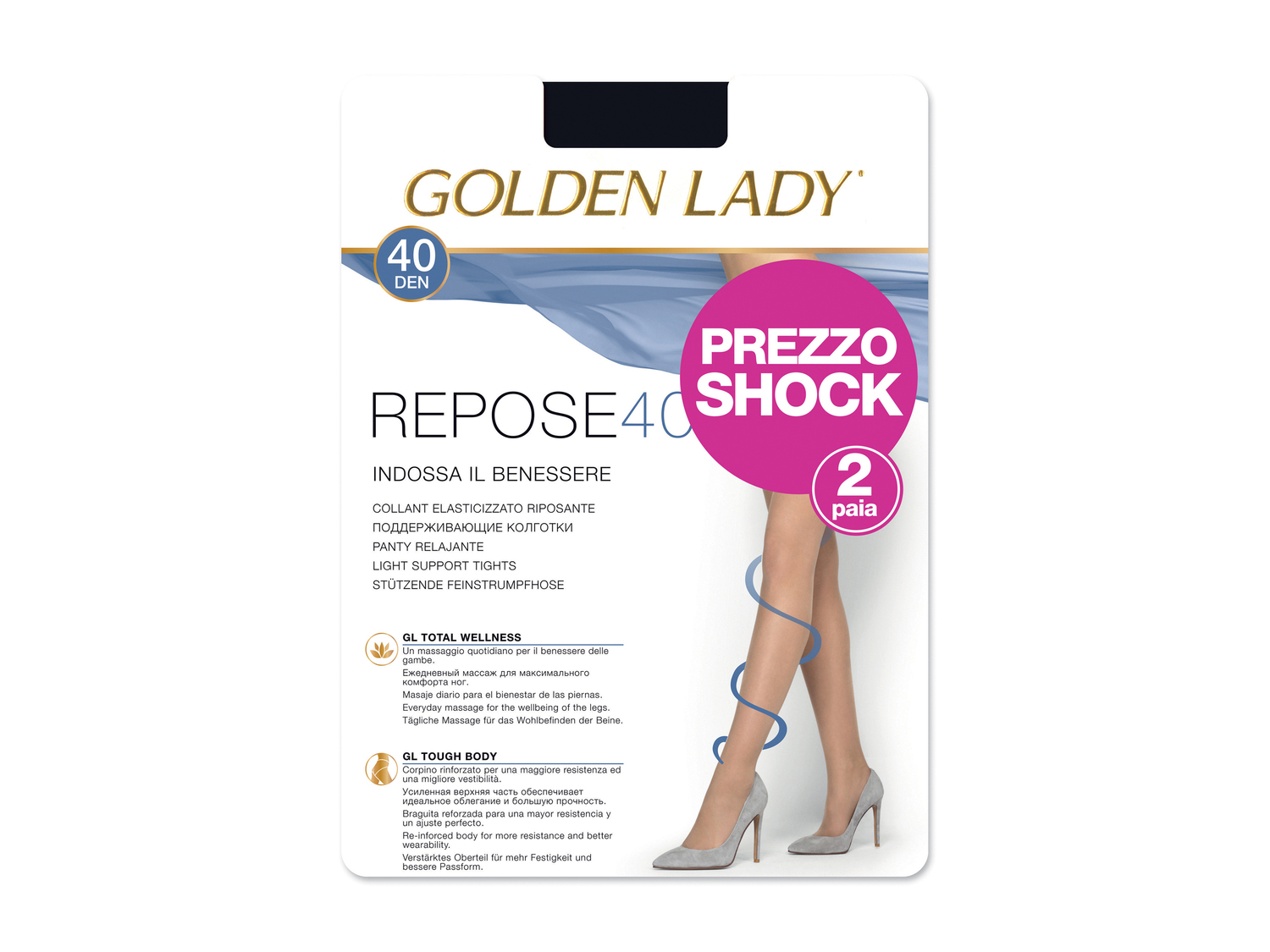 Collant REPOSE 40DEN Golden-lady, prezzo 4.99 &#8364; 
Confezione con 2 paia ...