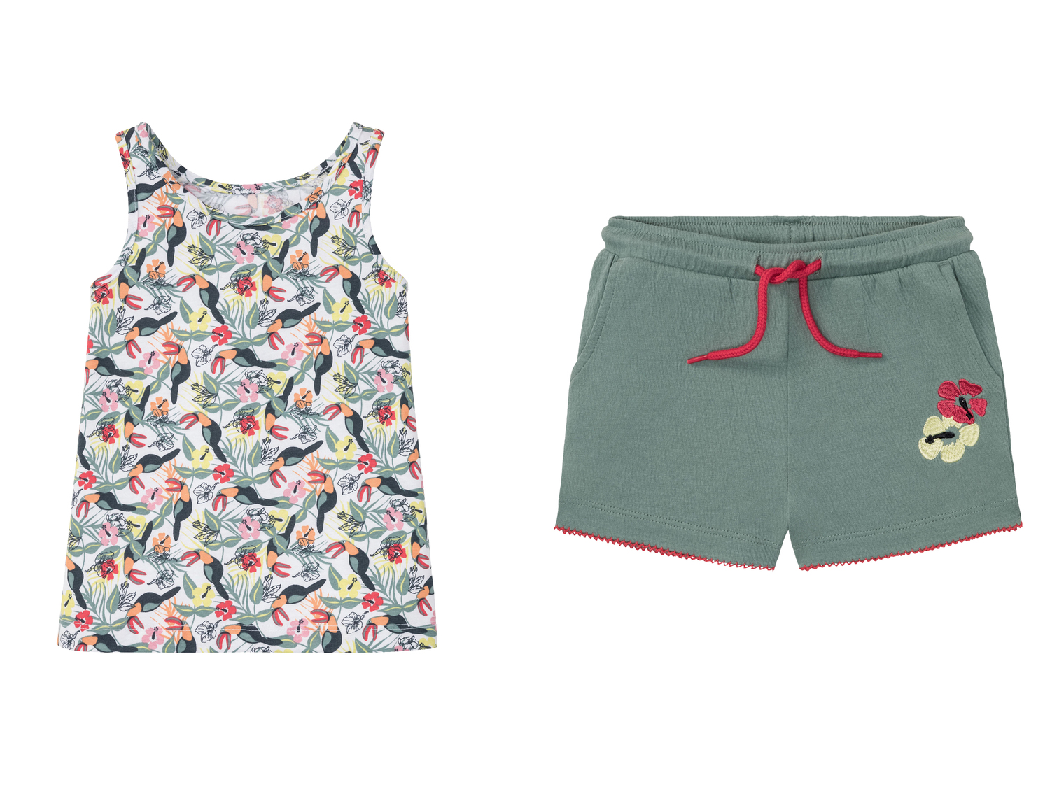 Completo top e shorts da bambina Lupilu, prezzo 4.99 &#8364; 
Misure: 1-6 anni
Taglie ...