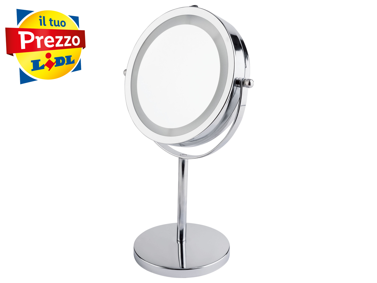 Specchio a LED per il trucco Livarno, prezzo 12.99 &#8364; 
- Girevole a 360&deg; ...