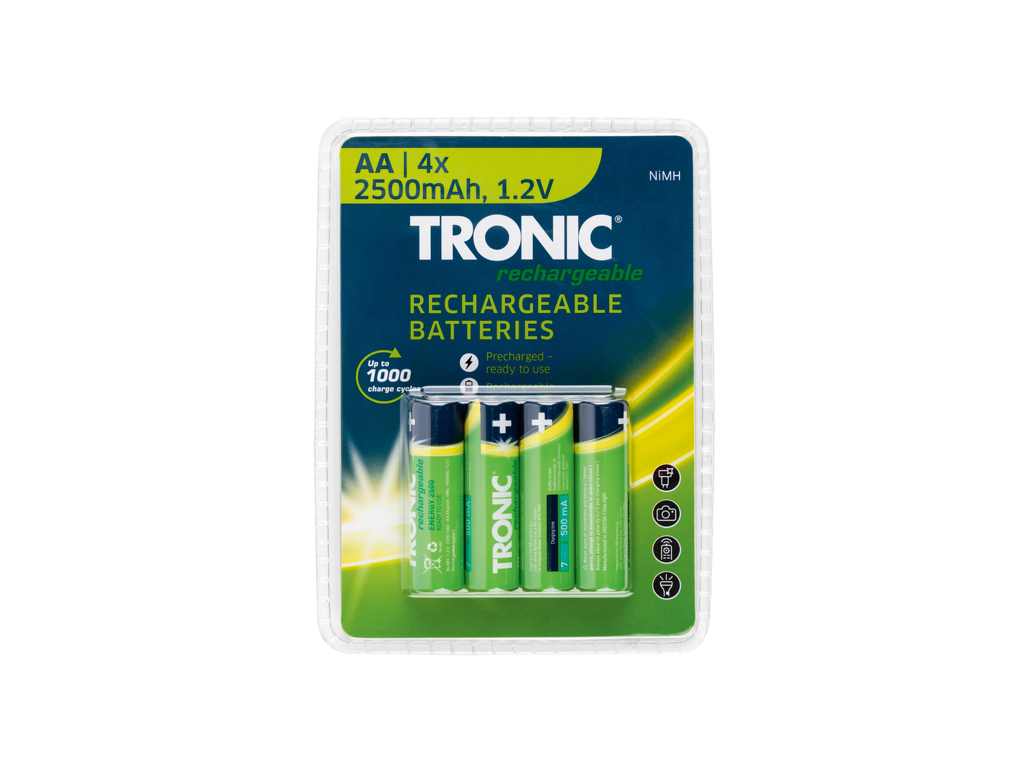 Batterie ricaricabili Tronic, prezzo 3.99 &#8364; 
4 pezzi 
- AA o AAA
Caratteristiche
 ...