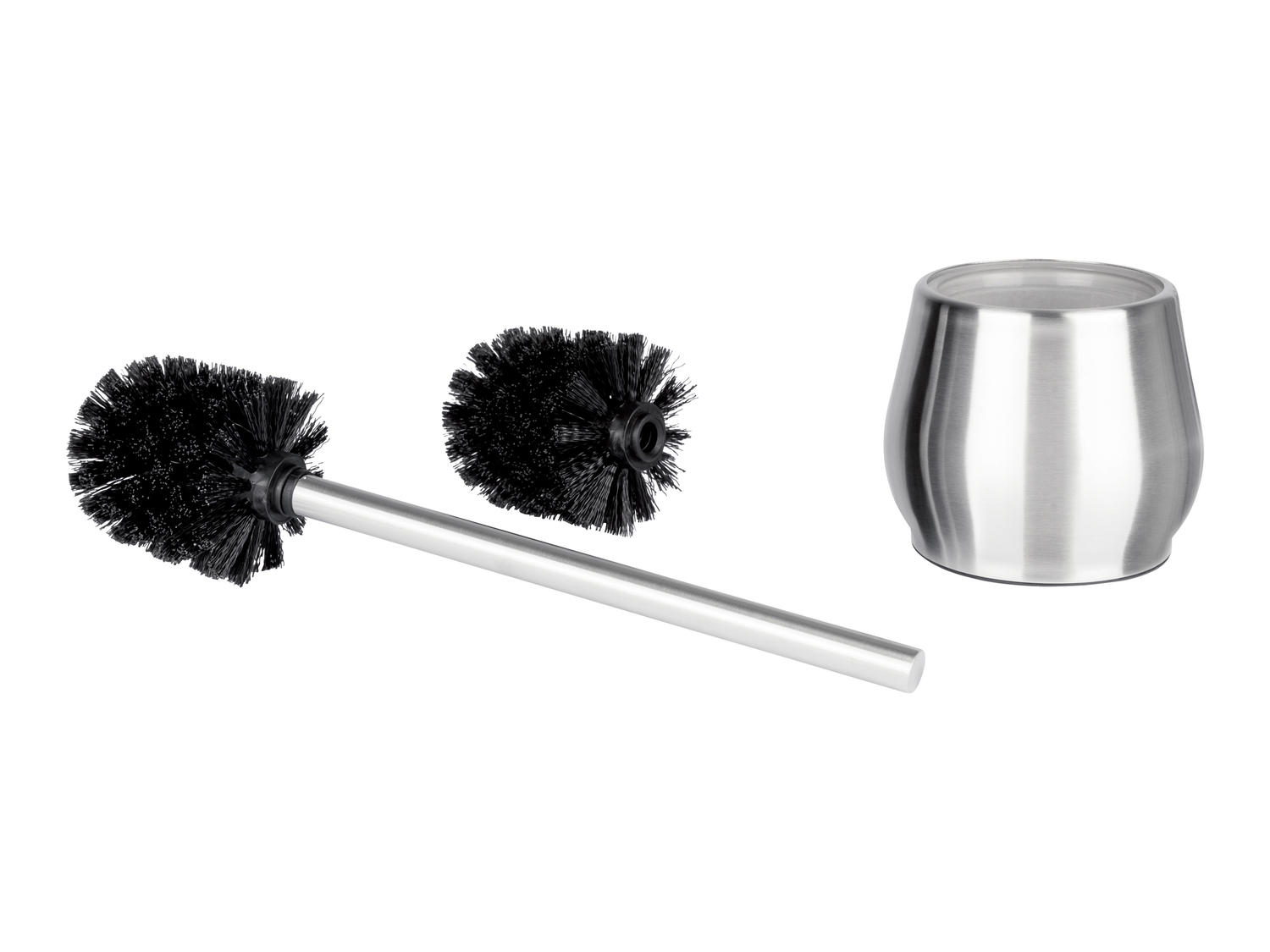 Set Scopino WC E Porta Scopino In Acciaio Inox, Manico Lungo, Antiruggine E Anti-schizzi, Colore Nichel Spazzolato, WZKALY