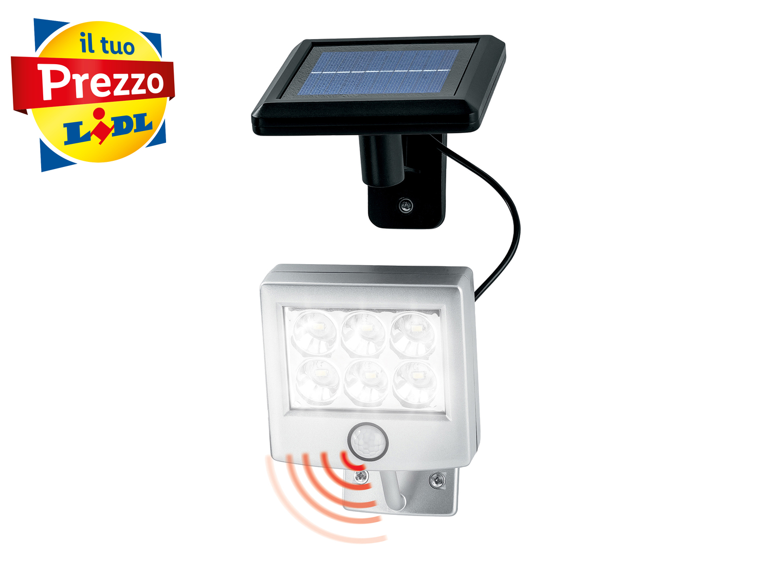Faro LED ad energia solare, con sensore di movimento Livarno Lux, prezzo 9.99 &#8364; ...