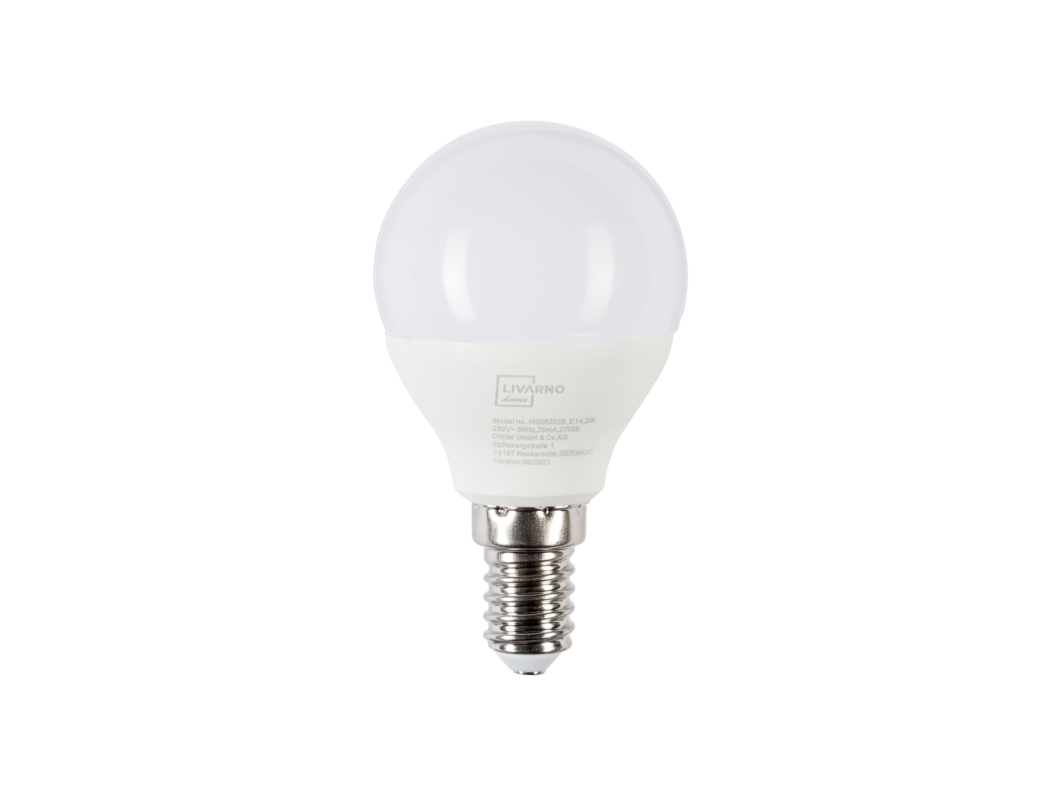 Lampadina LED Livarno, prezzo 1.49 &#8364; 
2,3/3W 
- Bianco caldo 2700 K
- ...