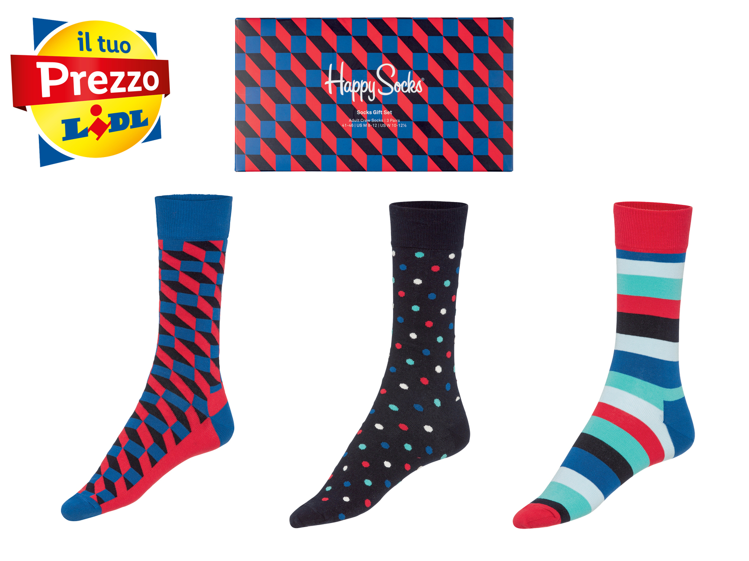 Calze Happy Socks Happy-socks, prezzo 14.99 € 
3 paia - Misure: 36-46
Taglie ...