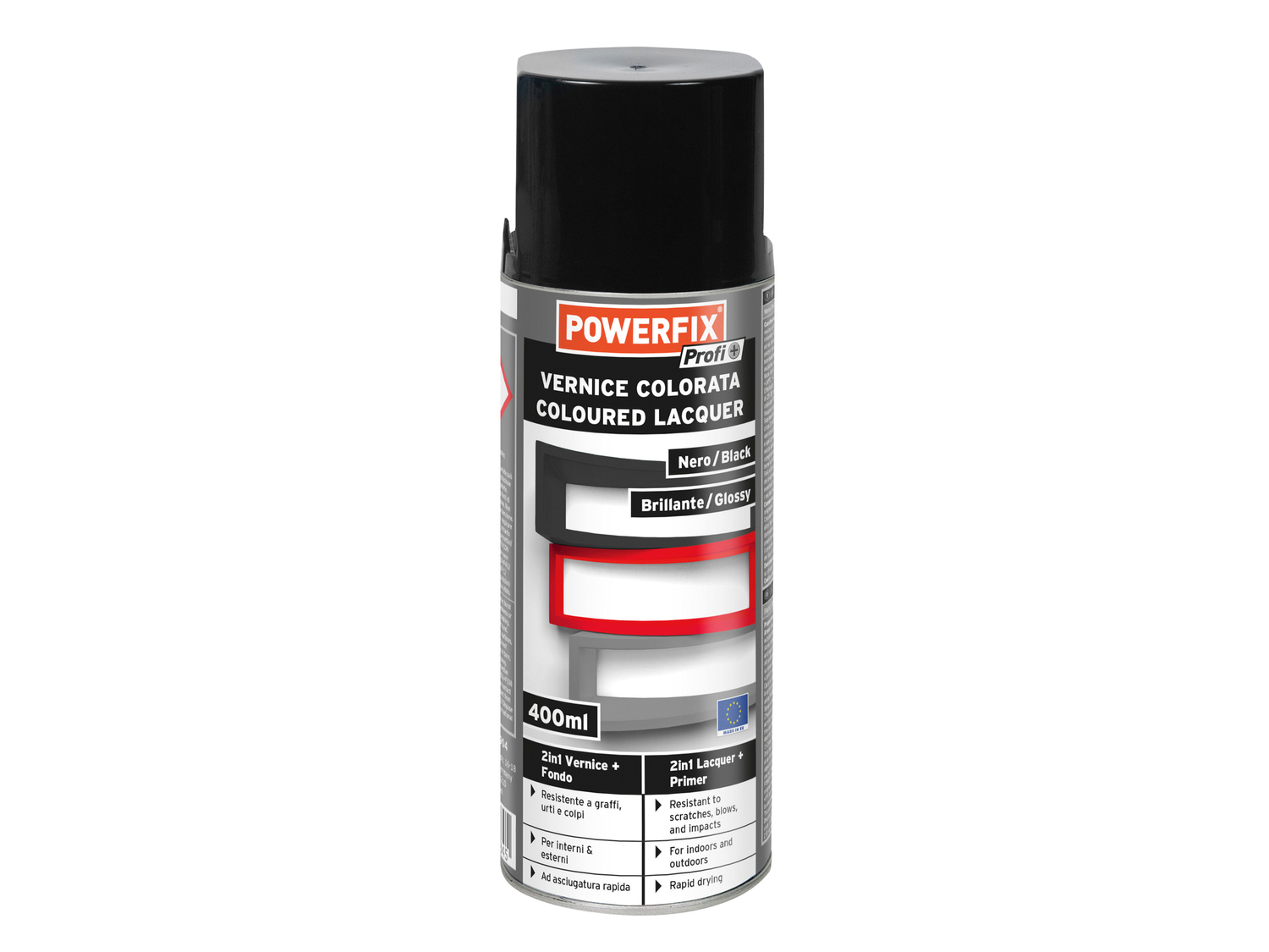 Vernice trasparente o colorata spray Powerfix, prezzo 2.99 €  
400 ml
Caratteristiche