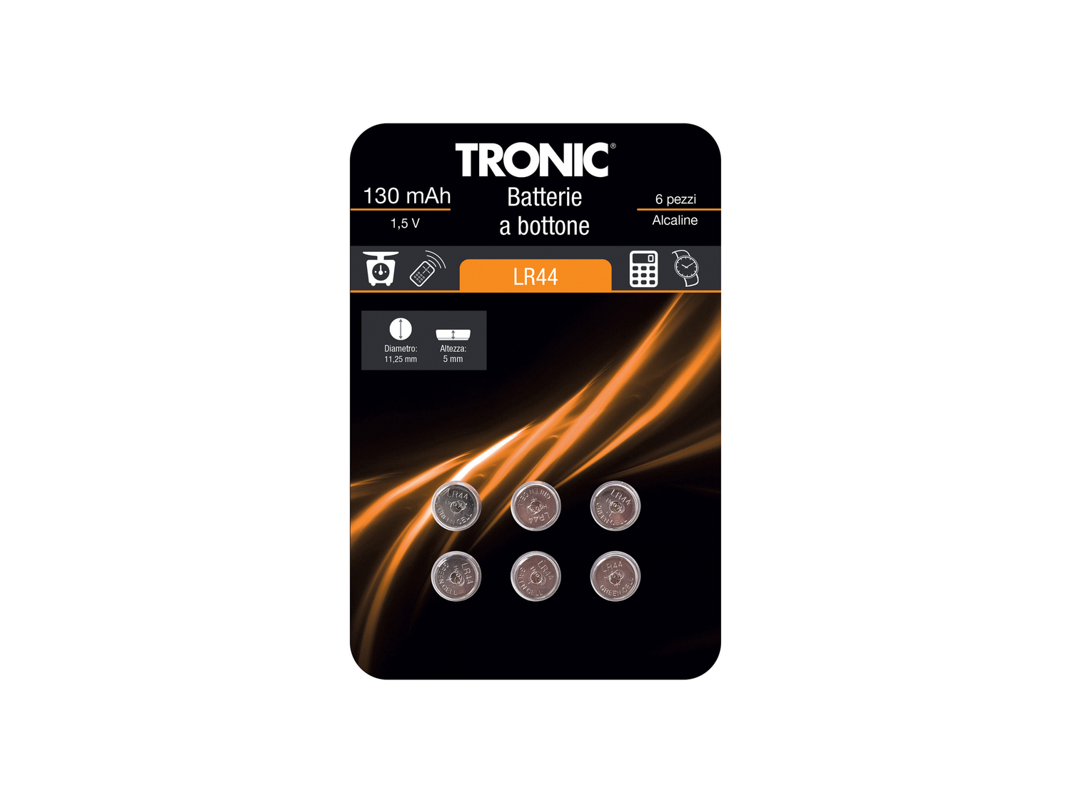Batterie a bottone Tronic, prezzo 0.99 &#8364; 
6 pezzi 
- LR44, CR2016, CR2025, ...