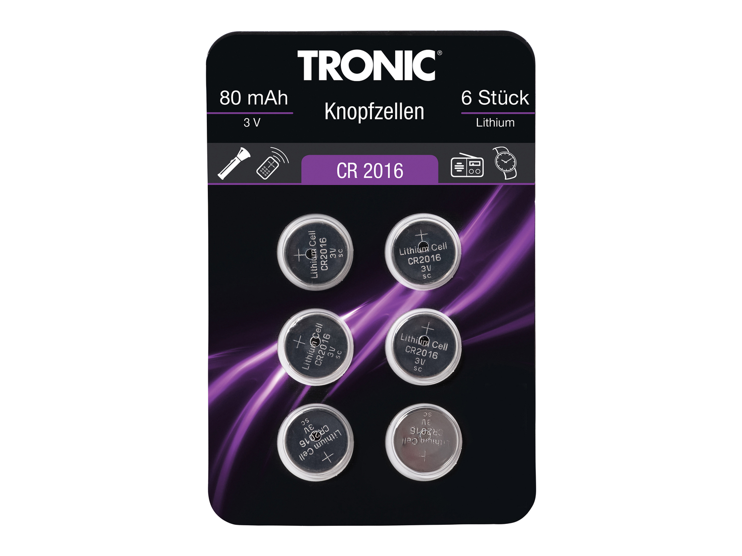 Batterie a bottone Tronic, prezzo 1.49 &#8364; 
6 pezzi 
- Alcaline o al litio
- ...