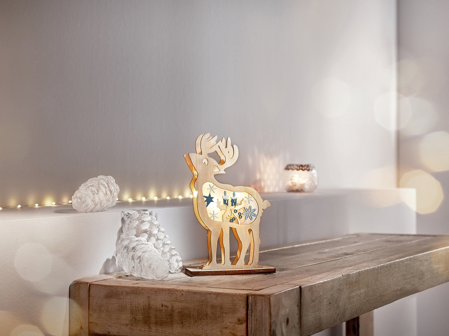 DOITOOL 20 Decorazioni Natalizie In Legno – Musetti Di Renna Con Corda, Fette Di Legno Beige 8x6,5 Cm Per Fai Da Te